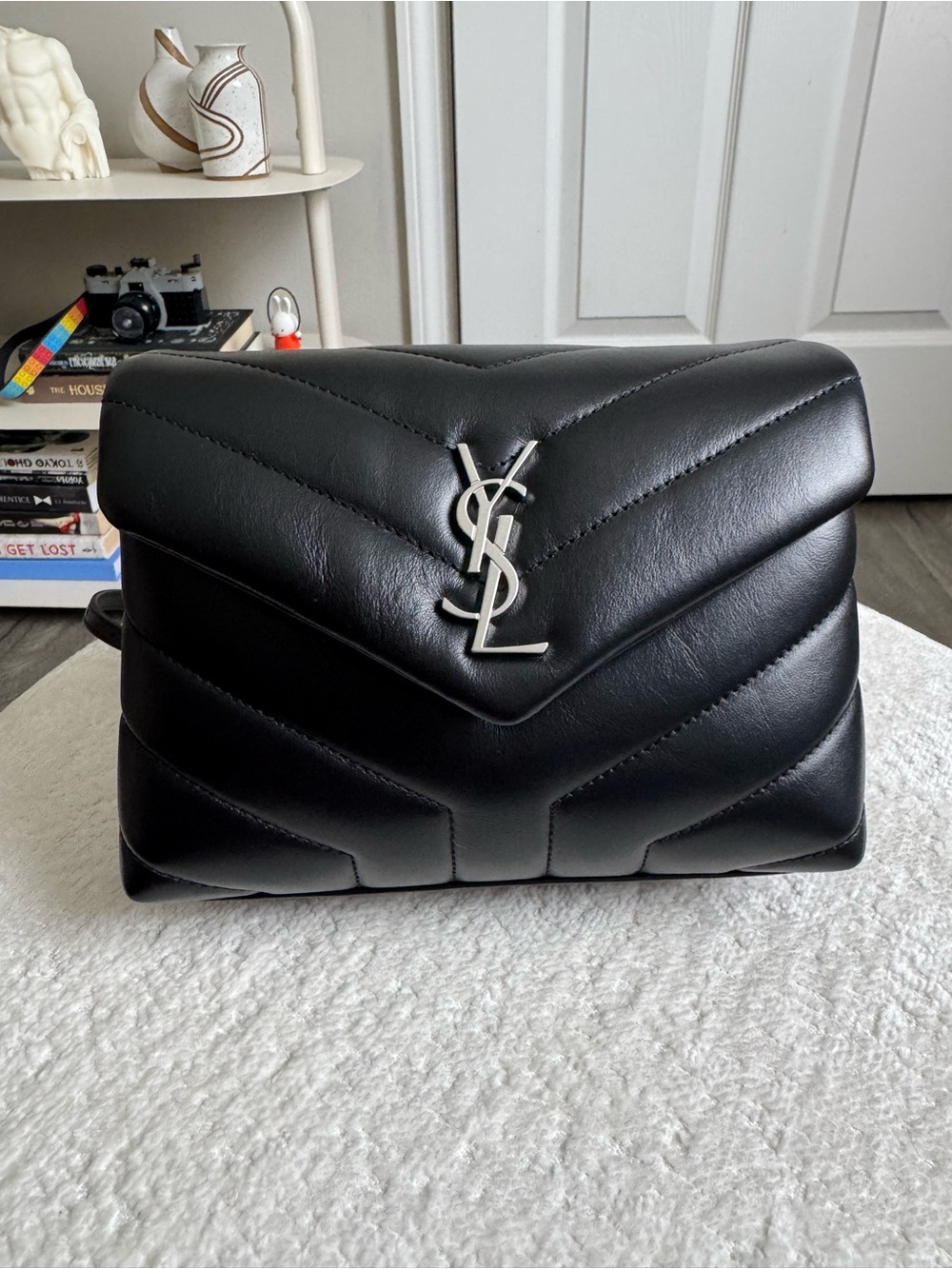 Yves Saint Laurent - Mono Vitello Piumotto in Black & Silver Hardware
